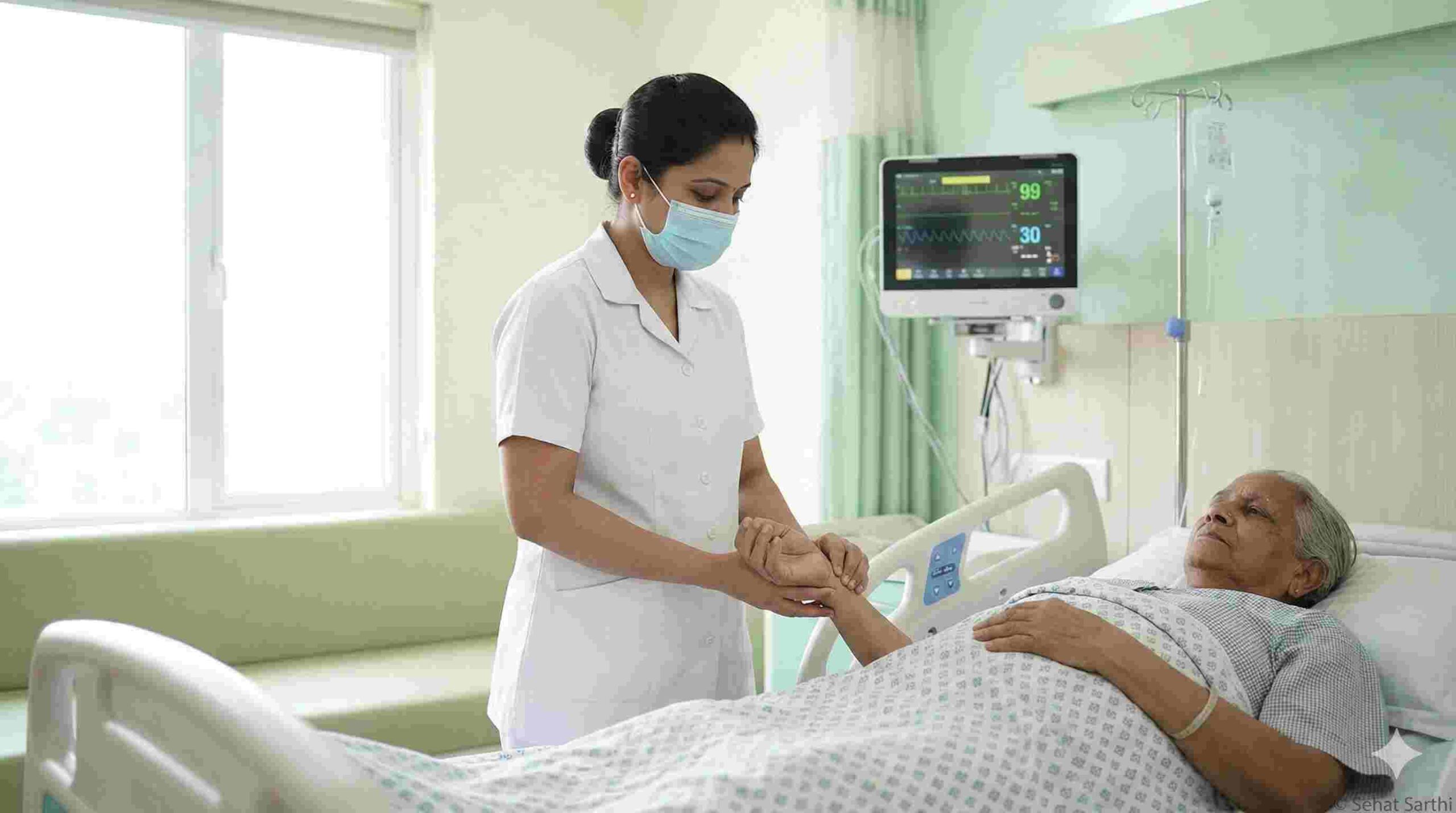 नर्सिंग क्या है – अस्पताल में मरीज की देखभाल करती नर्स