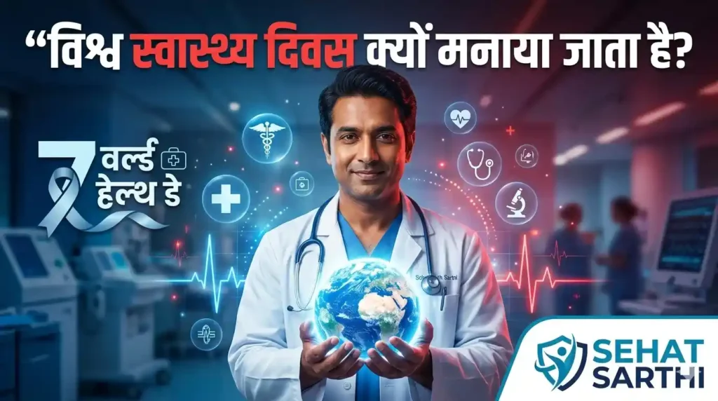 विश्व स्वास्थ्य दिवस पर डॉक्टर और पृथ्वी की हेल्थ अवेयरनेस इमेज