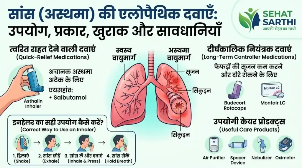 सांस की एलोपैथिक दवा और इनहेलर का उपयोग