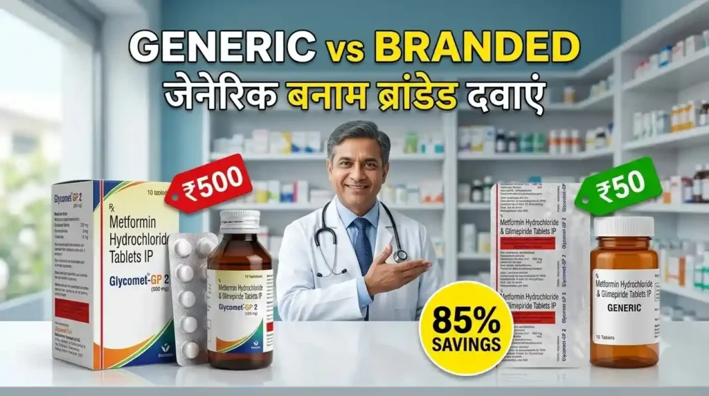 सस्ती जेनेरिक दवाएँ और ब्रांडेड दवाओं की कीमत और बचत की तुलना
