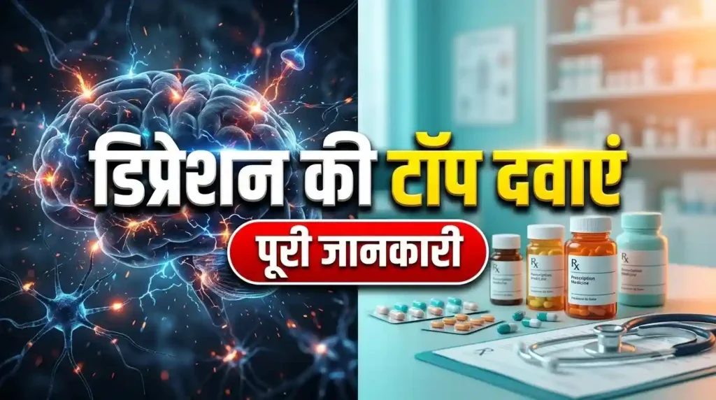 Depression ki top allopathic medicine types and brain neural illustration